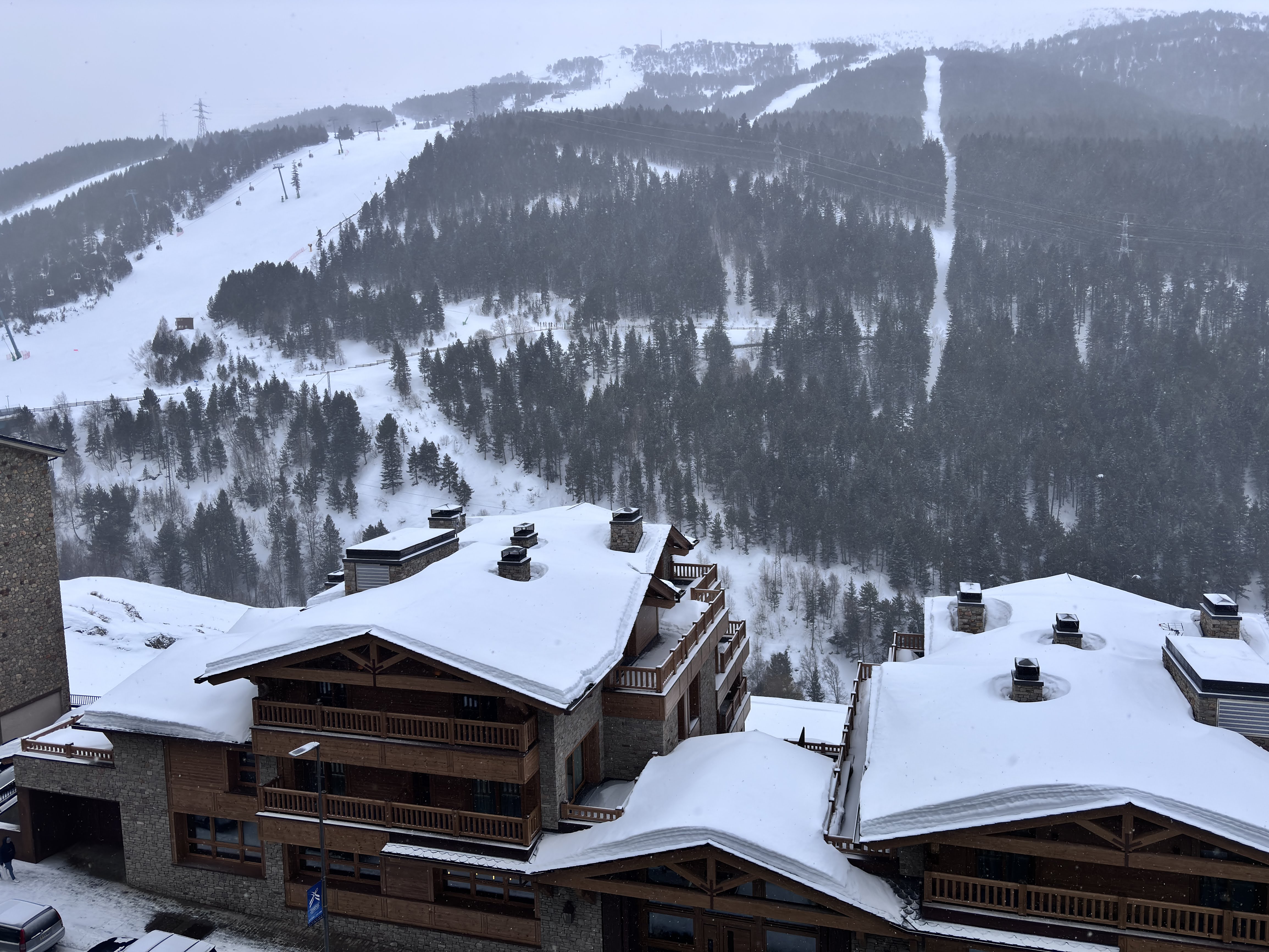 Stunning mountain view from luxury ski chalet balcony